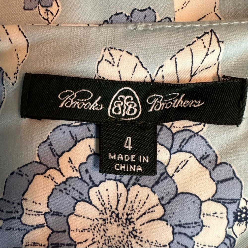 Brooks Brothers Blue and White Stretch Cotton Seersucker Floral Midi Dress, 4 - Picture 8 of 14